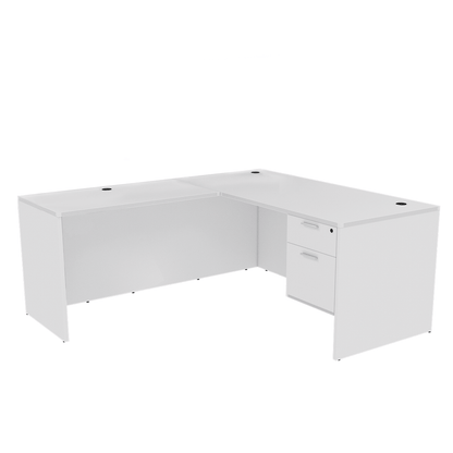 Kai Line L Shaped Desks Reversible L-Desk with Single Suspended Pedestal