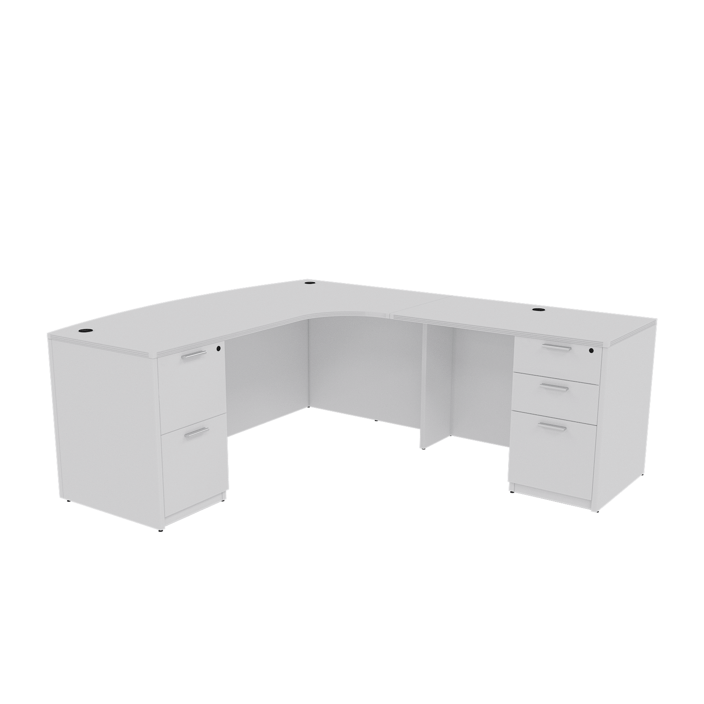 Kai Line Right-Handed Extended Corner Bow Front L-Desk with Double Full Pedestals