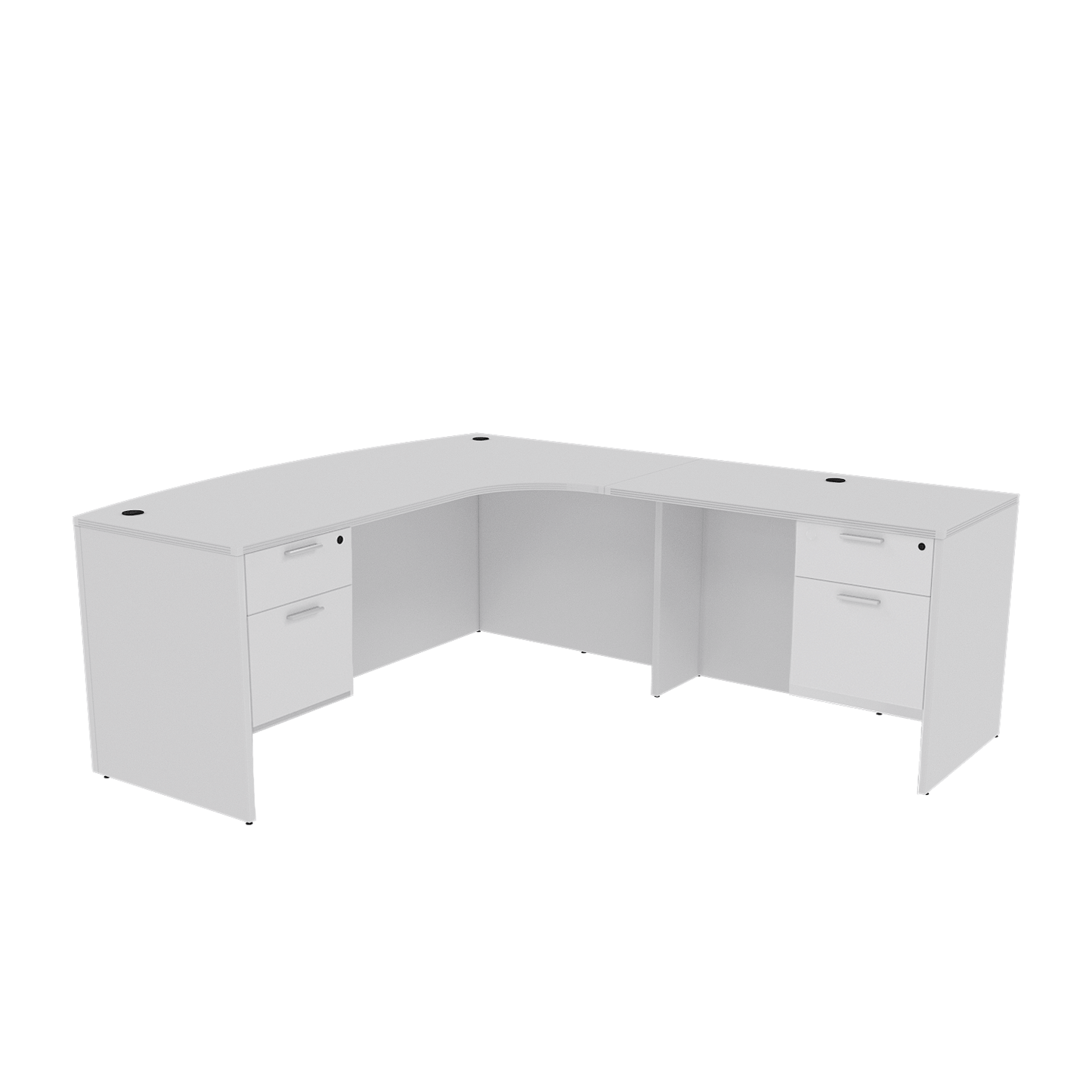 Kai Line Right-Handed Extended Corner Bow Front L-Desk with Double Suspended Pedestals