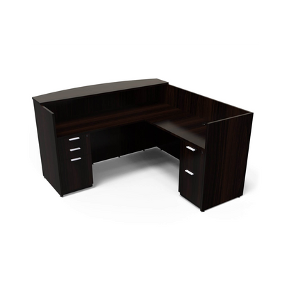 Kai Line Reversible Reception L-Desk Desk with Double Full Pedestals