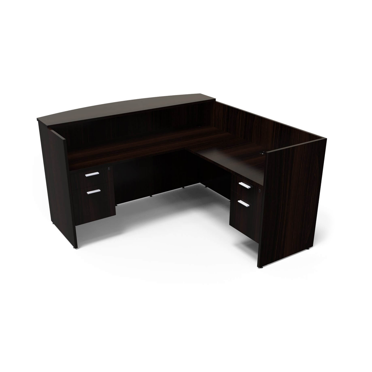 Kai Line Reversible Reception L-Desk Desk with Double Suspended Pedestals