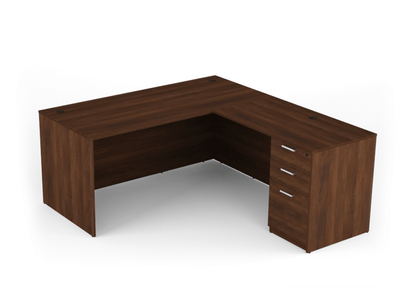 Kai Line L Shaped Desks Reversible with Single Full Pedestal