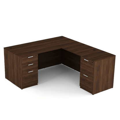 Kai Line L Shaped Desks Reversible with Double Full Pedestals