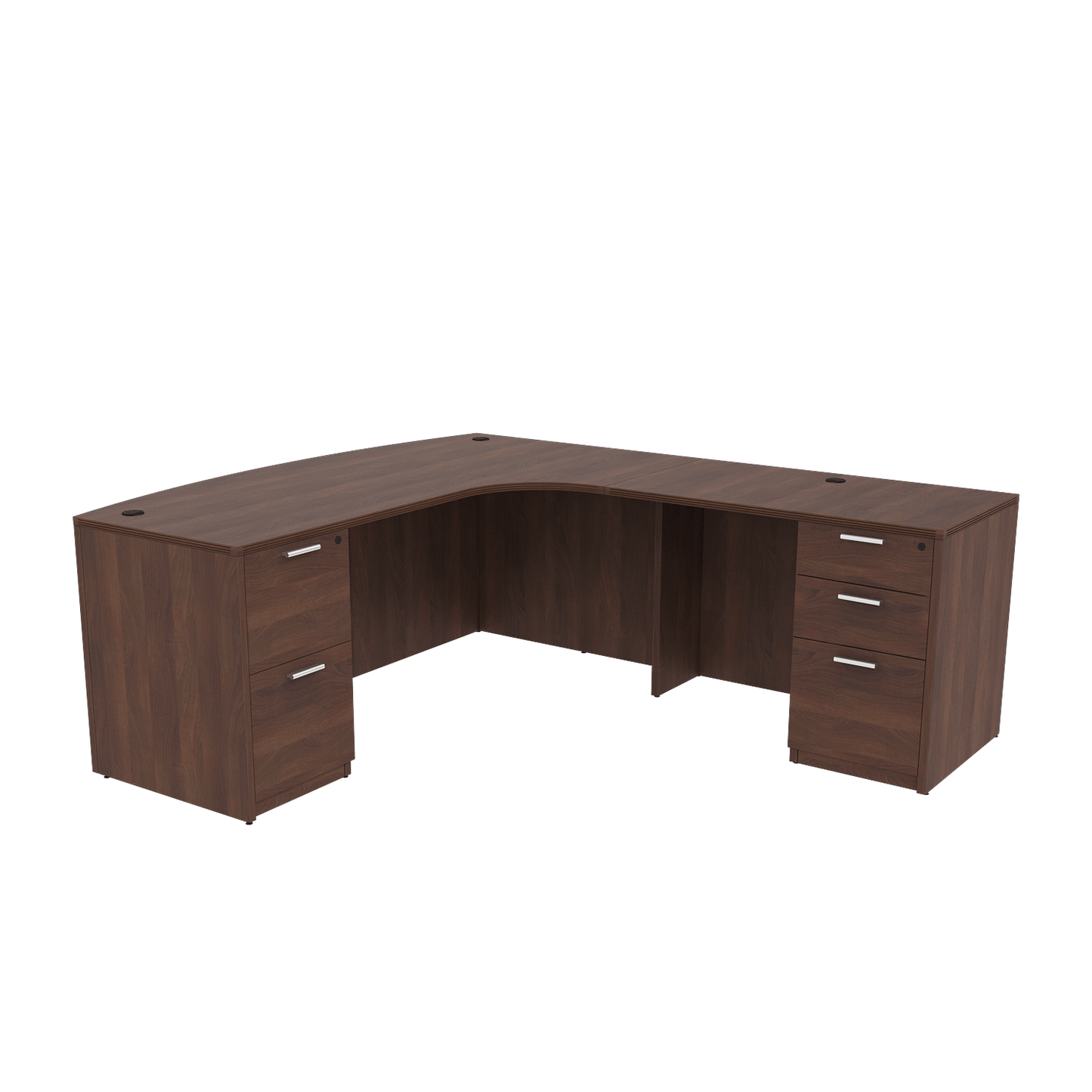 Kai Line Right-Handed Extended Corner Bow Front L-Desk with Double Full Pedestals