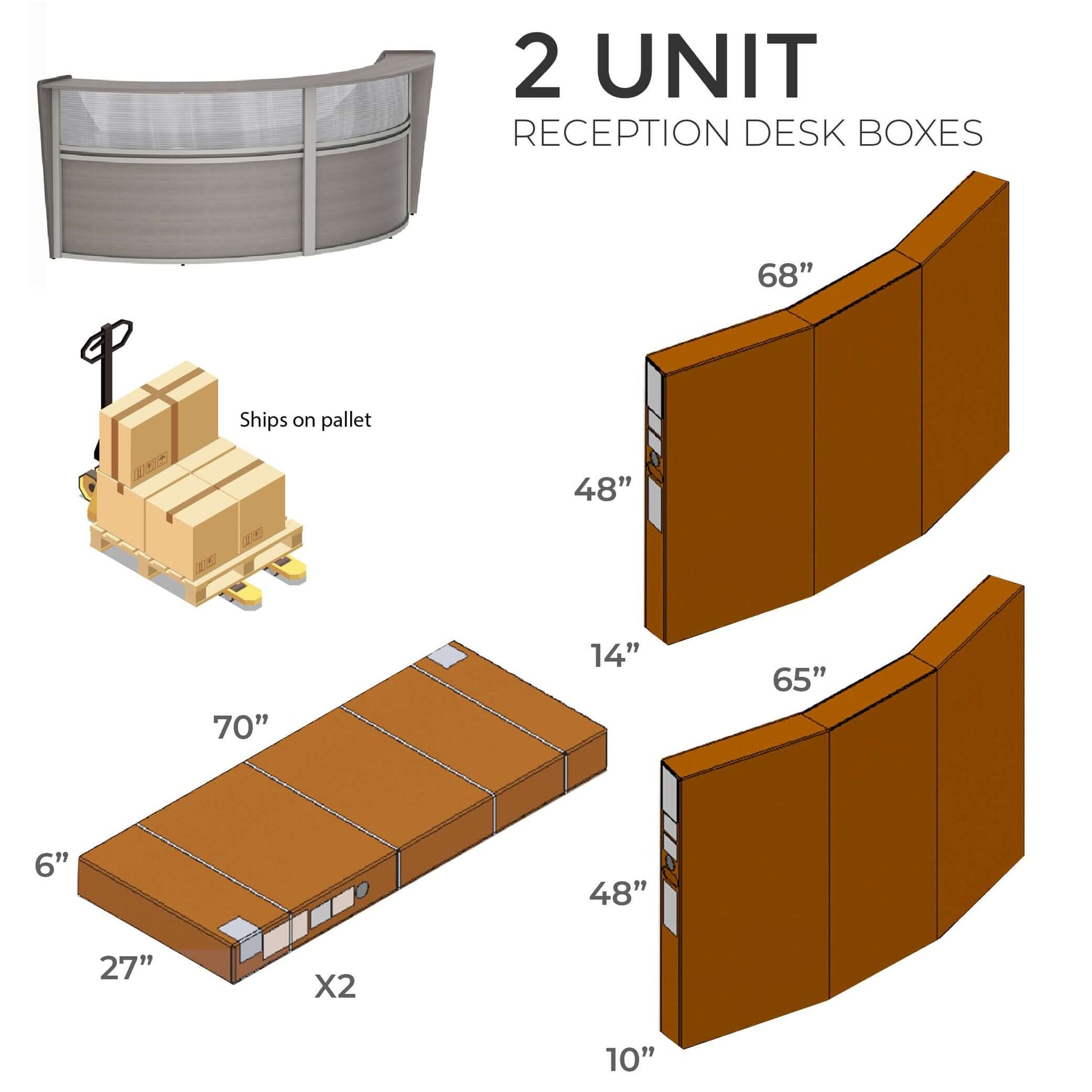 Linea Italia Curved Reception Desk with Polycarbonate 2 Units