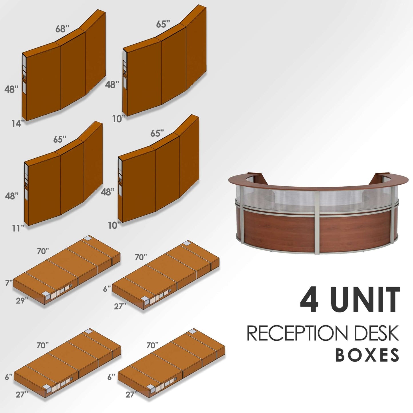 Linea Italia Curved Reception Desk with Polycarbonate 4 Units