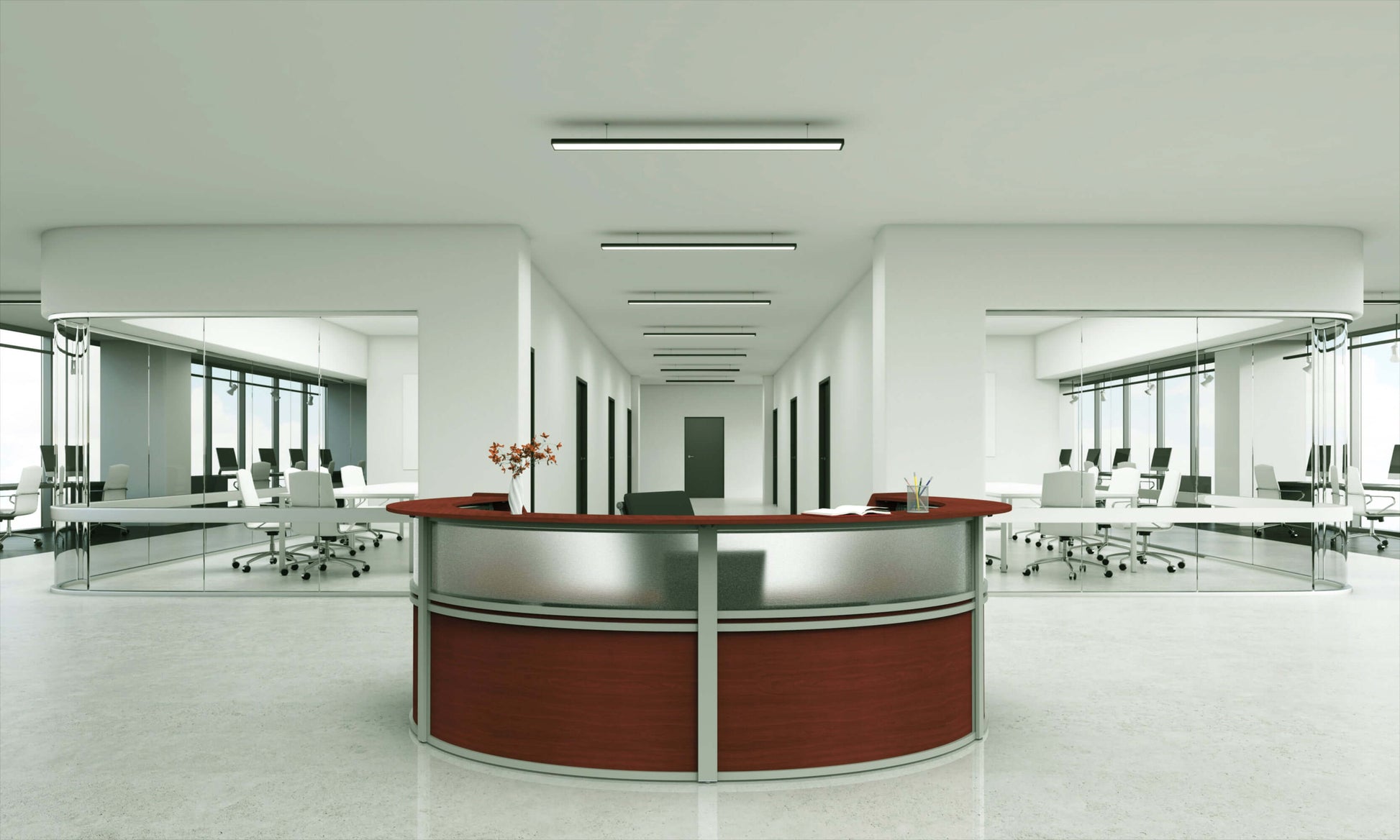 Linea Italia Curved Reception Desk with Polycarbonate 4 Units