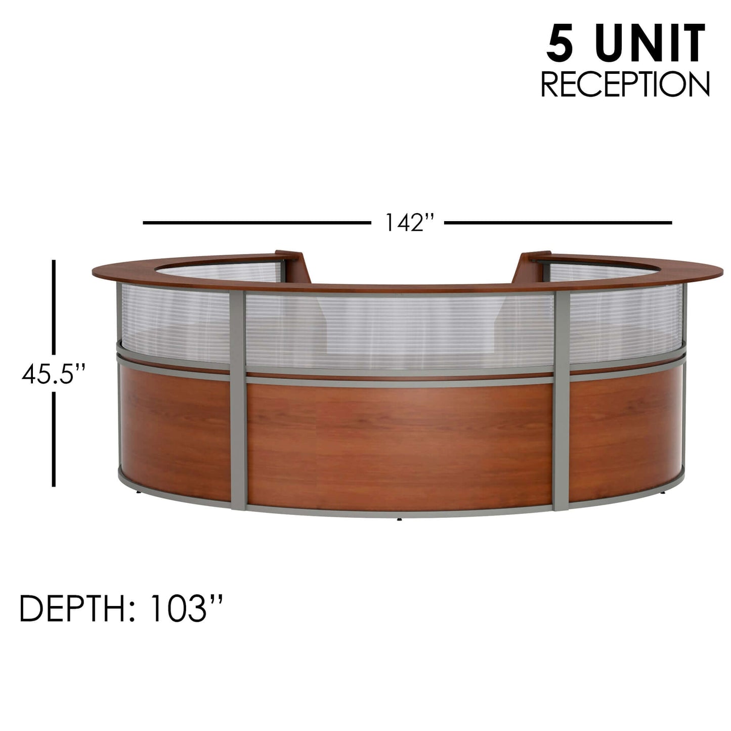 Linea Italia Curved Reception Desk with Polycarbonate 5 Units