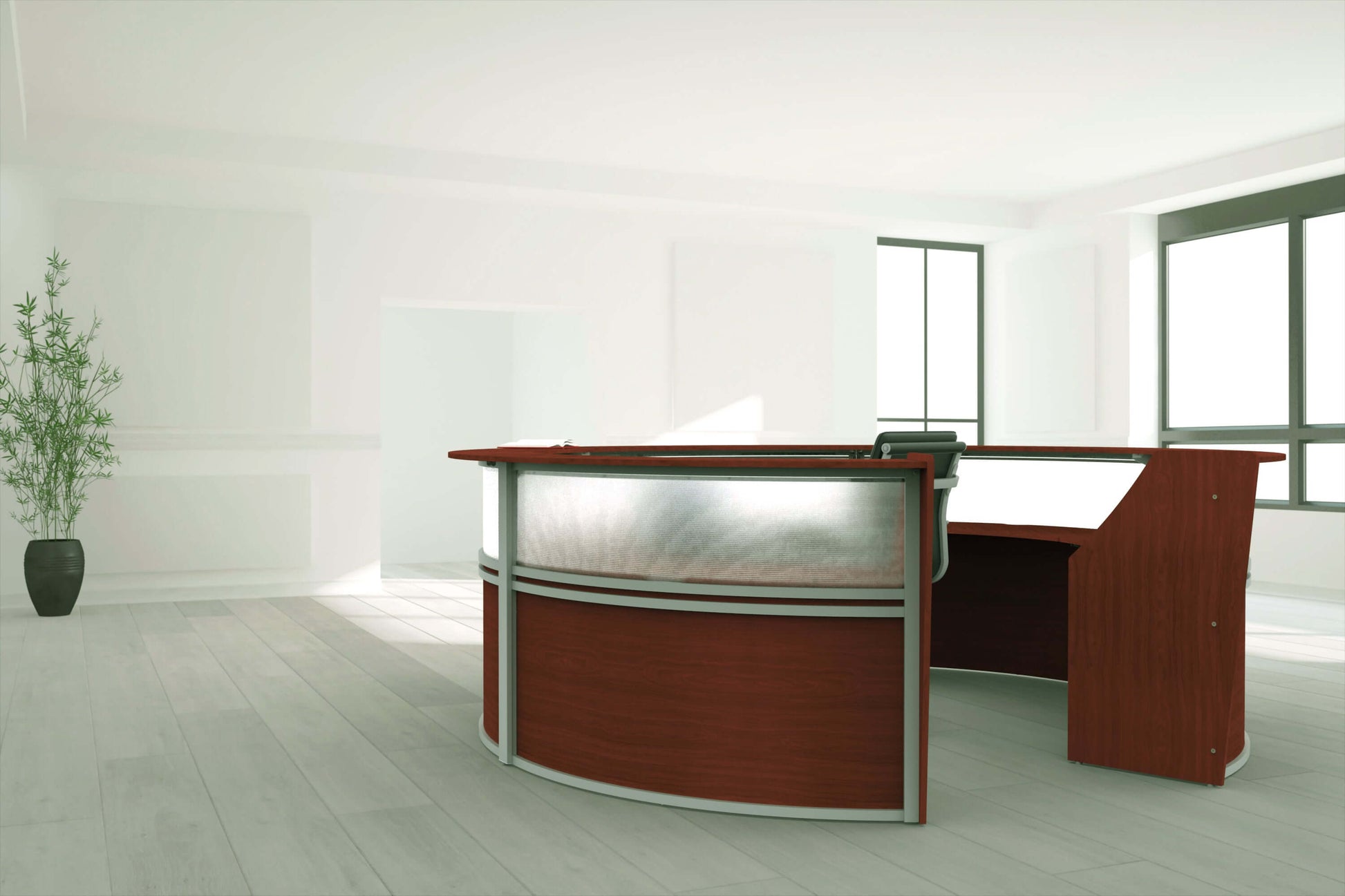 Linea Italia Curved Reception Desk with Polycarbonate 5 Units