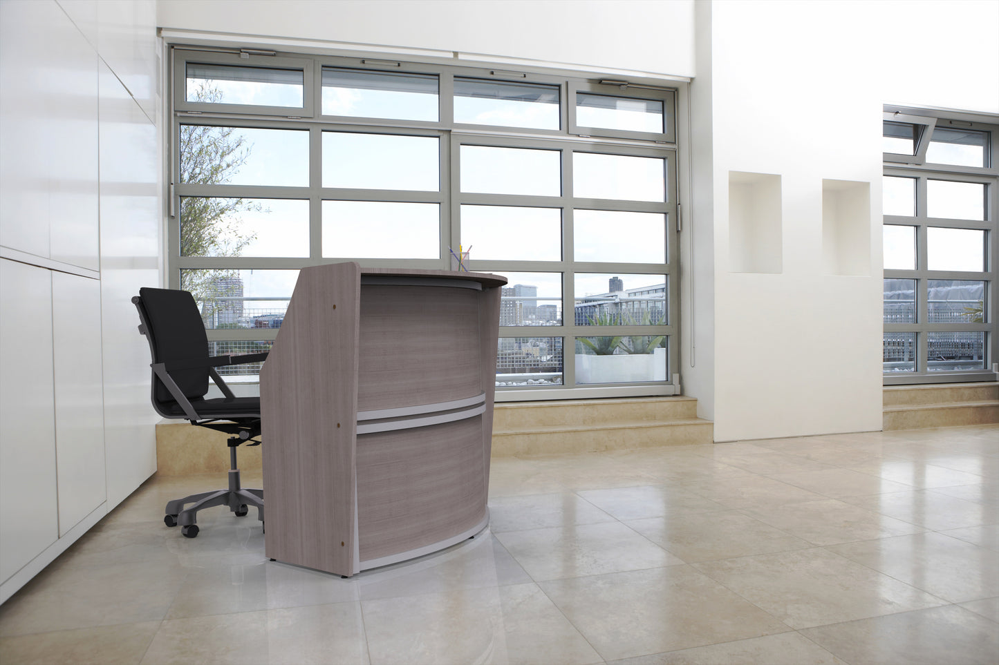 Linea Italia Curved Reception Desk with Counter Single Unit