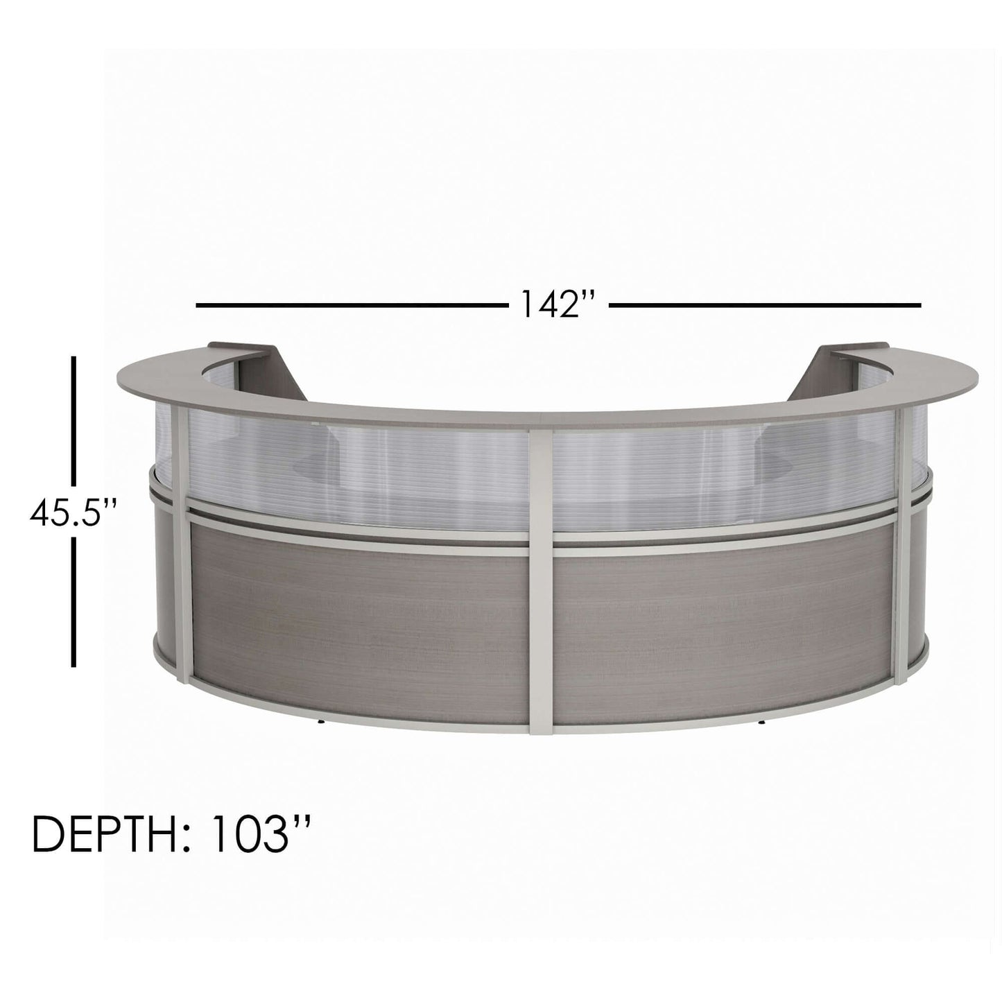 Linea Italia Curved Reception Desk with Polycarbonate 4 Units