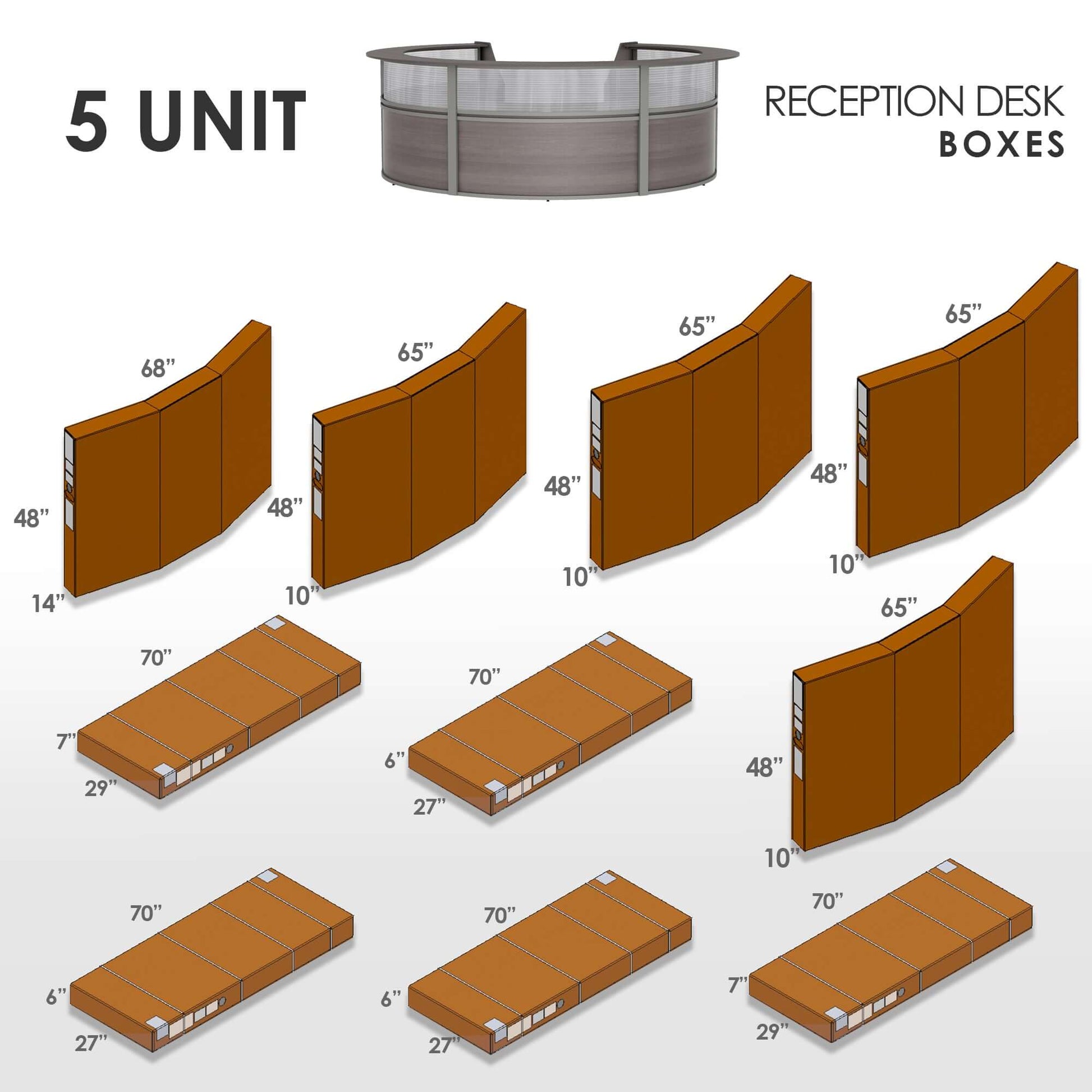 Linea Italia Curved Reception Desk with Polycarbonate 5 Units