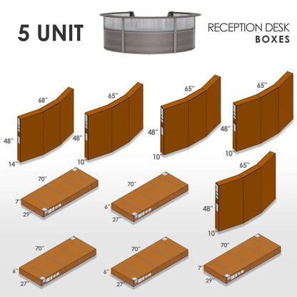 Linea Italia Curved Reception Desk with Polycarbonate 5 Units