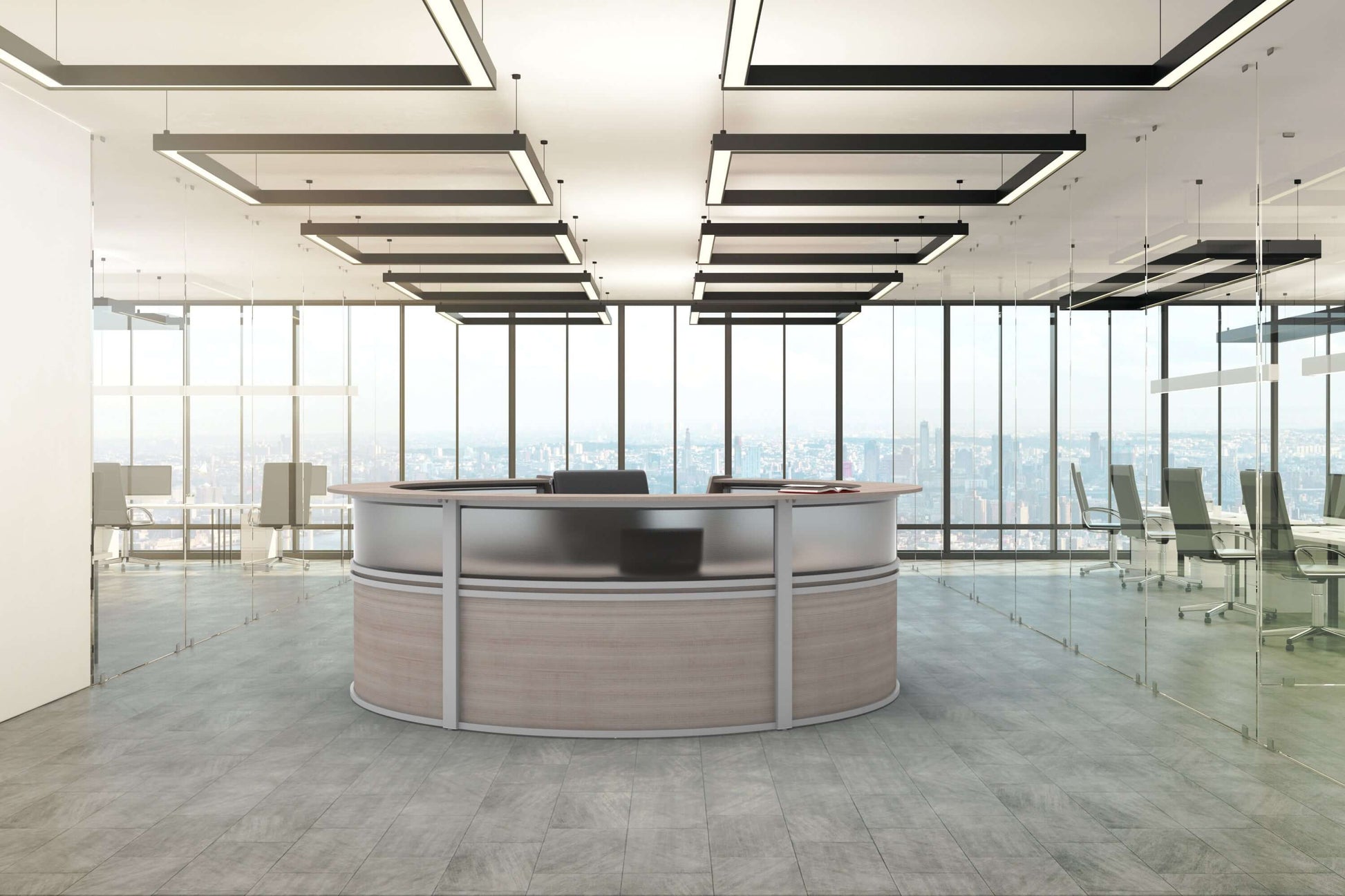 Linea Italia Curved Reception Desk with Polycarbonate 5 Units