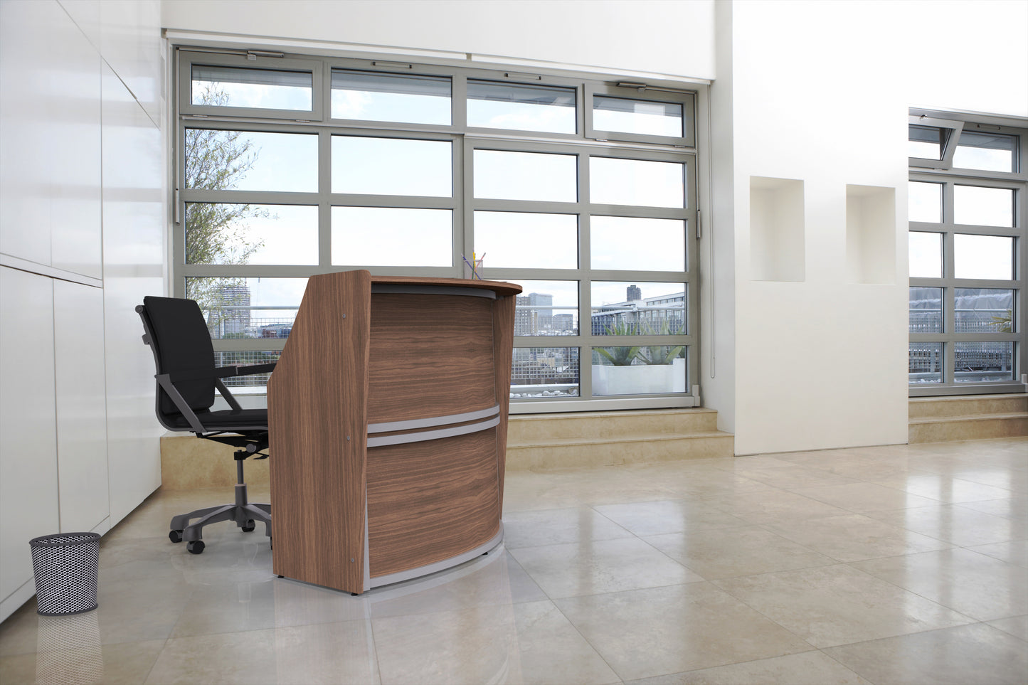 Linea Italia Curved Reception Desk with Counter Single Unit