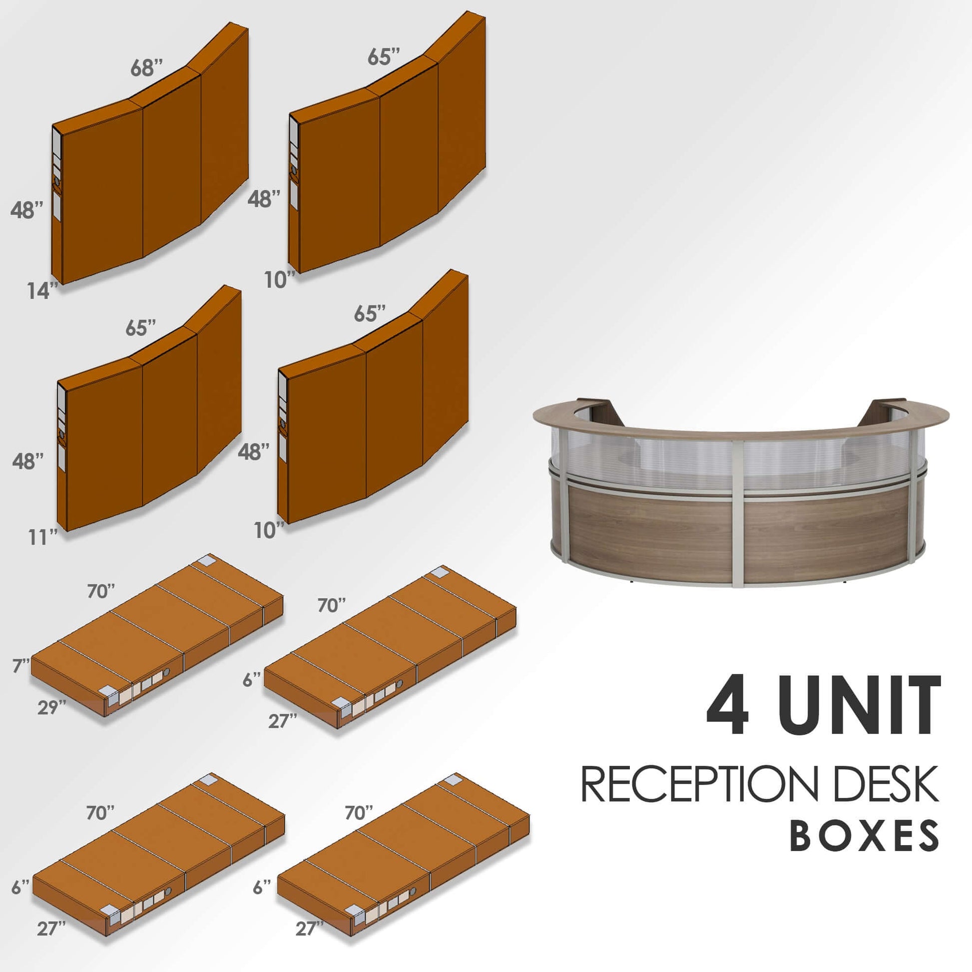 Linea Italia Curved Reception Desk with Polycarbonate 4 Units