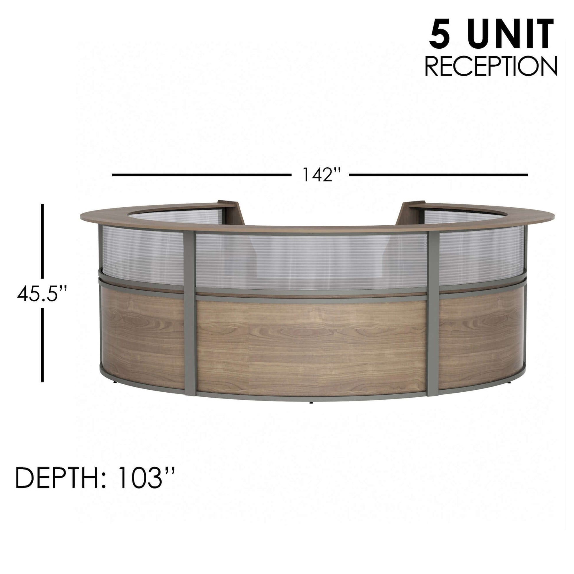 Linea Italia Curved Reception Desk with Polycarbonate 5 Units