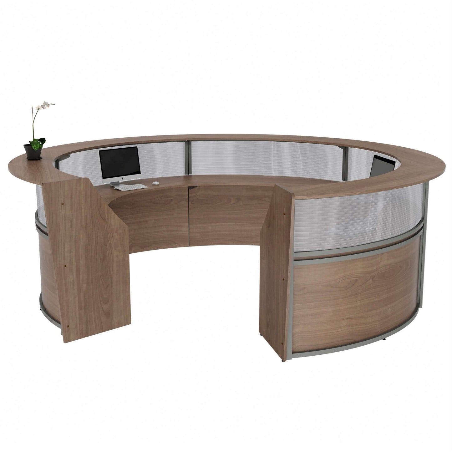 Linea Italia Curved Reception Desk with Polycarbonate 5 Units