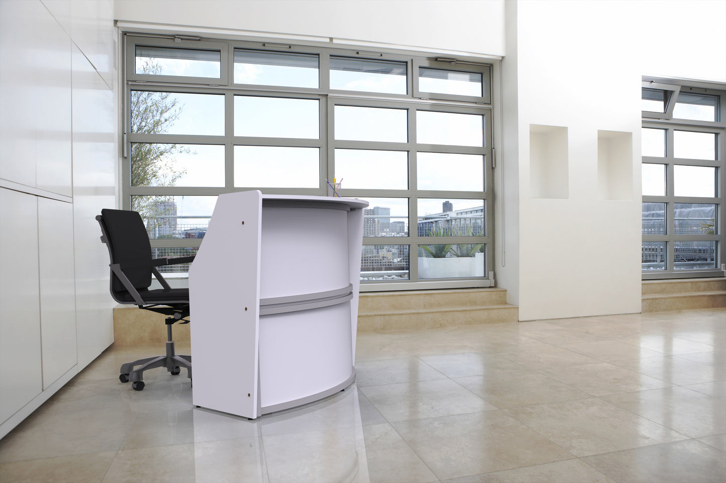 Linea Italia Curved Reception Desk with Counter Single Unit