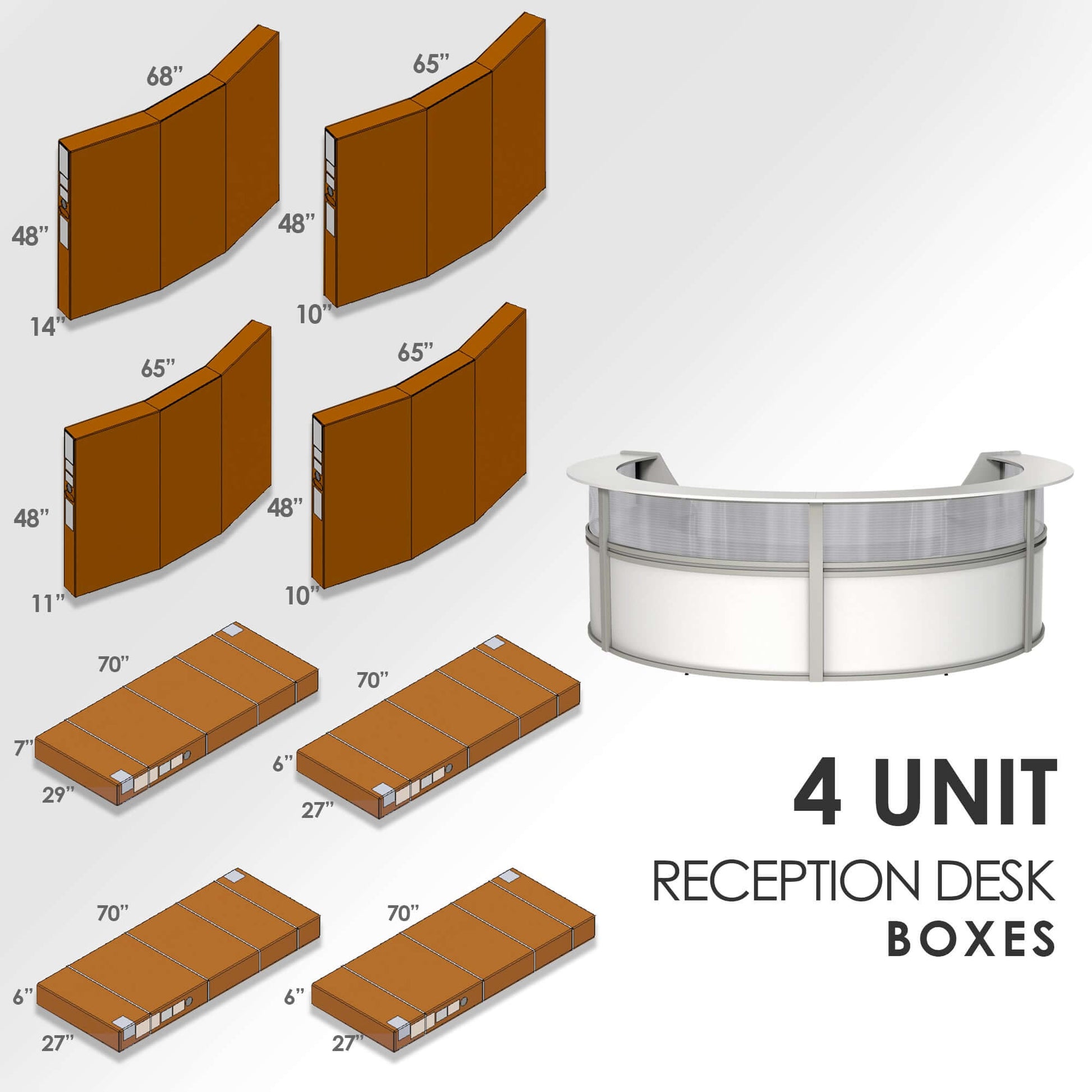 Linea Italia Curved Reception Desk with Polycarbonate 4 Units