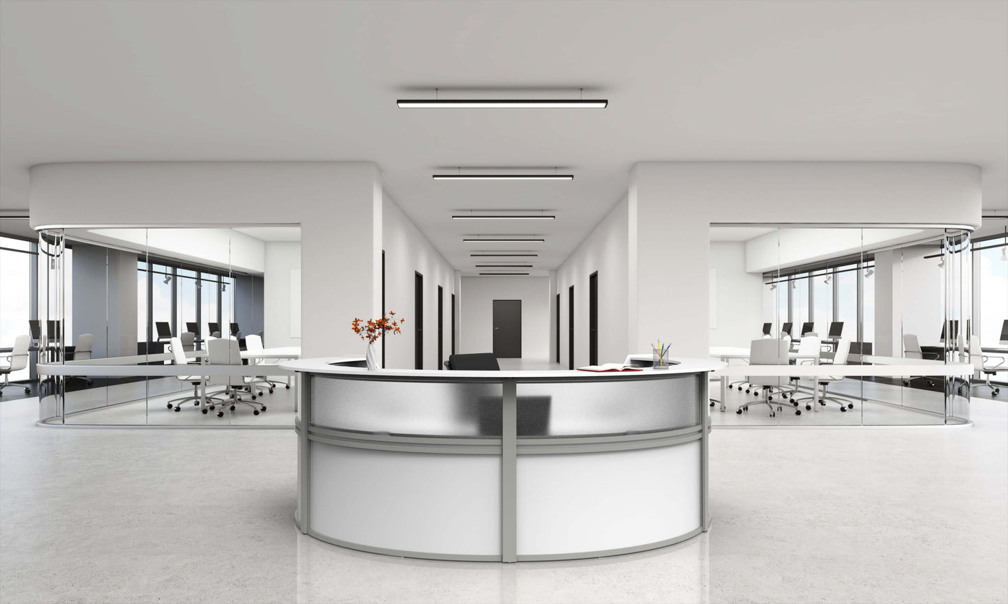 Linea Italia Curved Reception Desk with Polycarbonate 4 Units