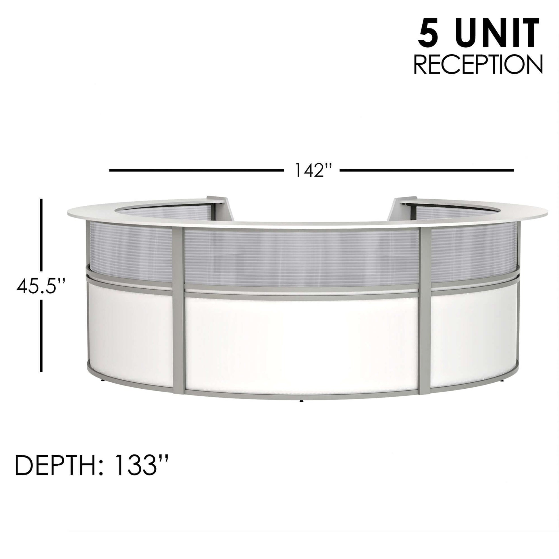 Linea Italia Curved Reception Desk with Polycarbonate 5 Units