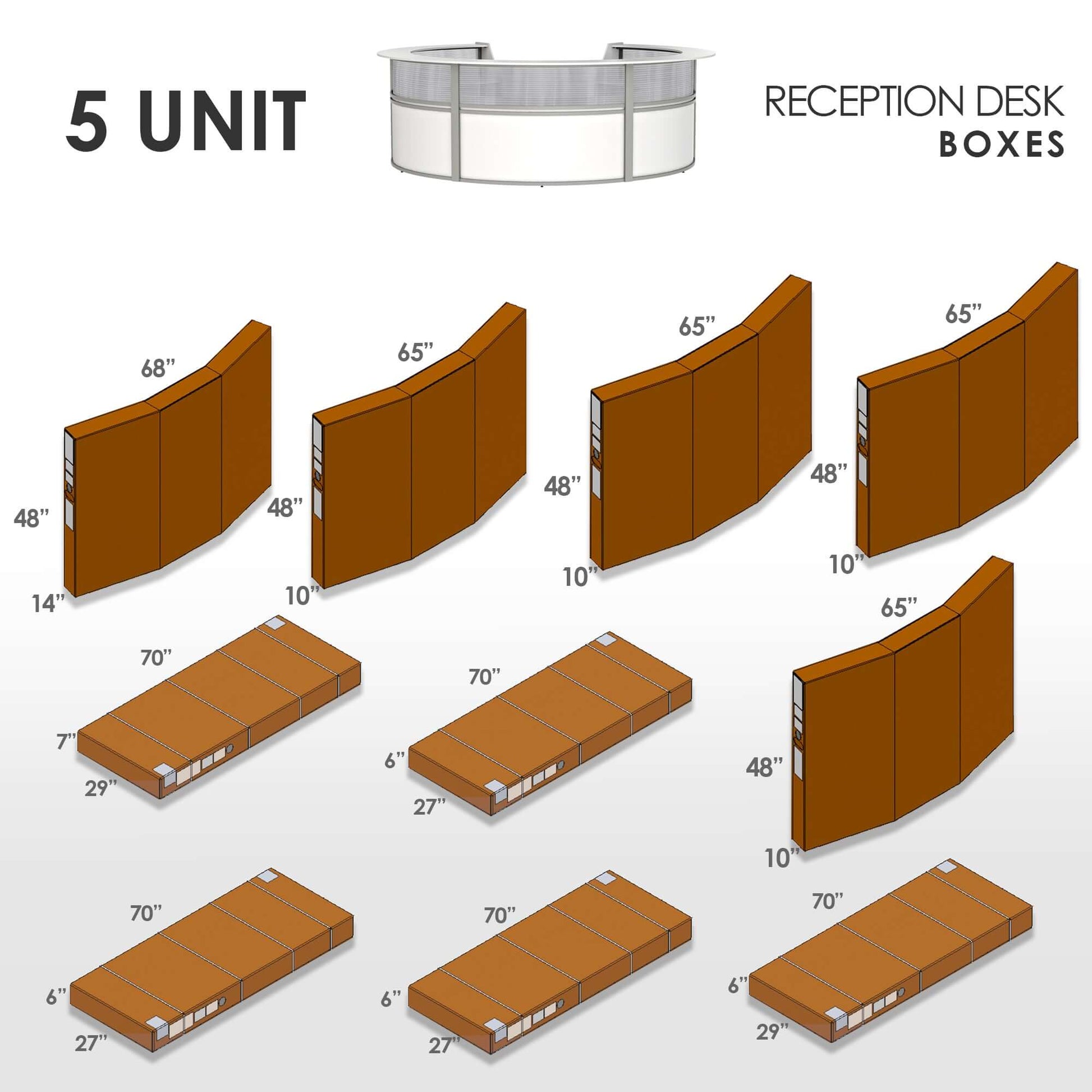 Linea Italia Curved Reception Desk with Polycarbonate 5 Units