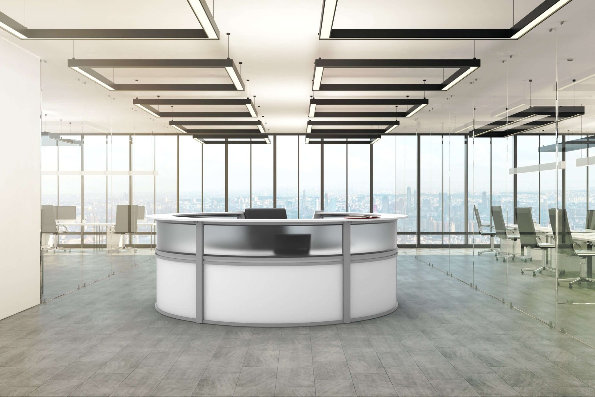 Linea Italia Curved Reception Desk with Polycarbonate 5 Units