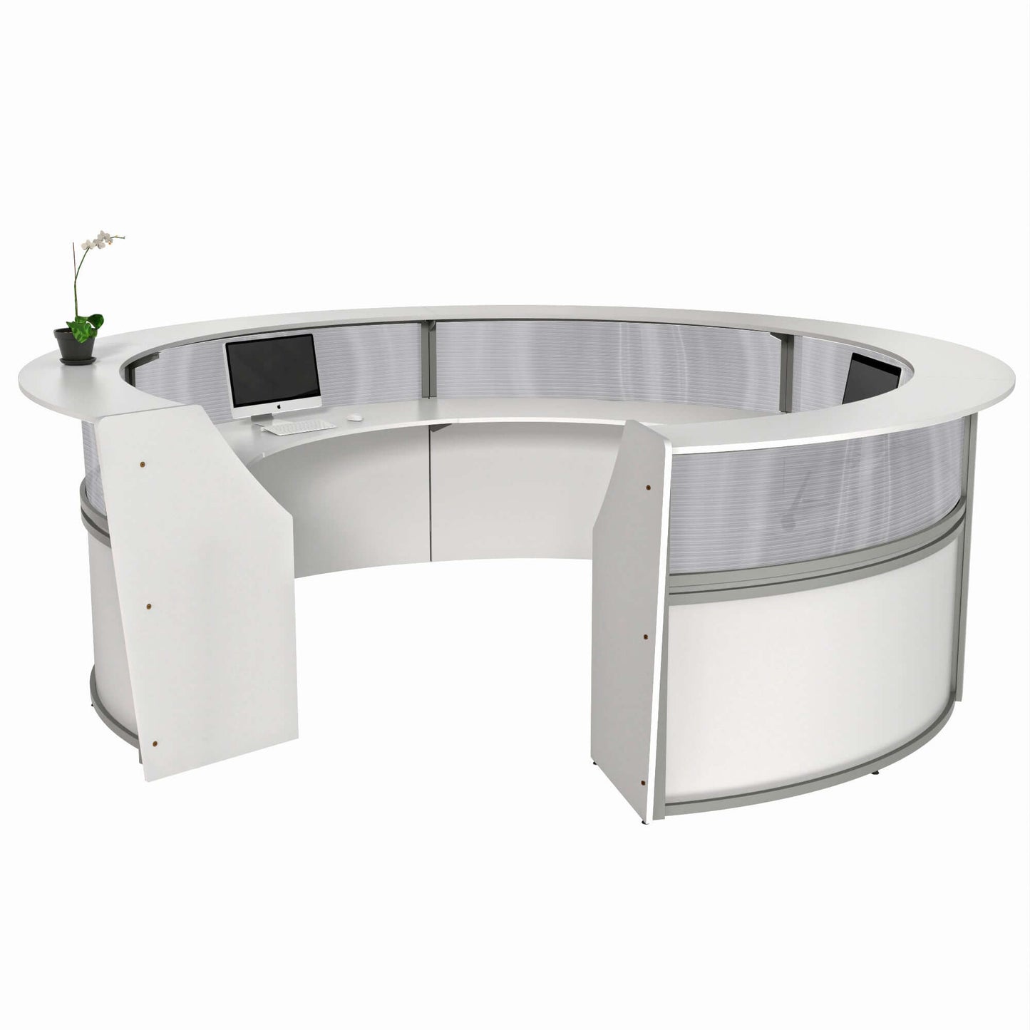 Linea Italia Curved Reception Desk with Polycarbonate 5 Units