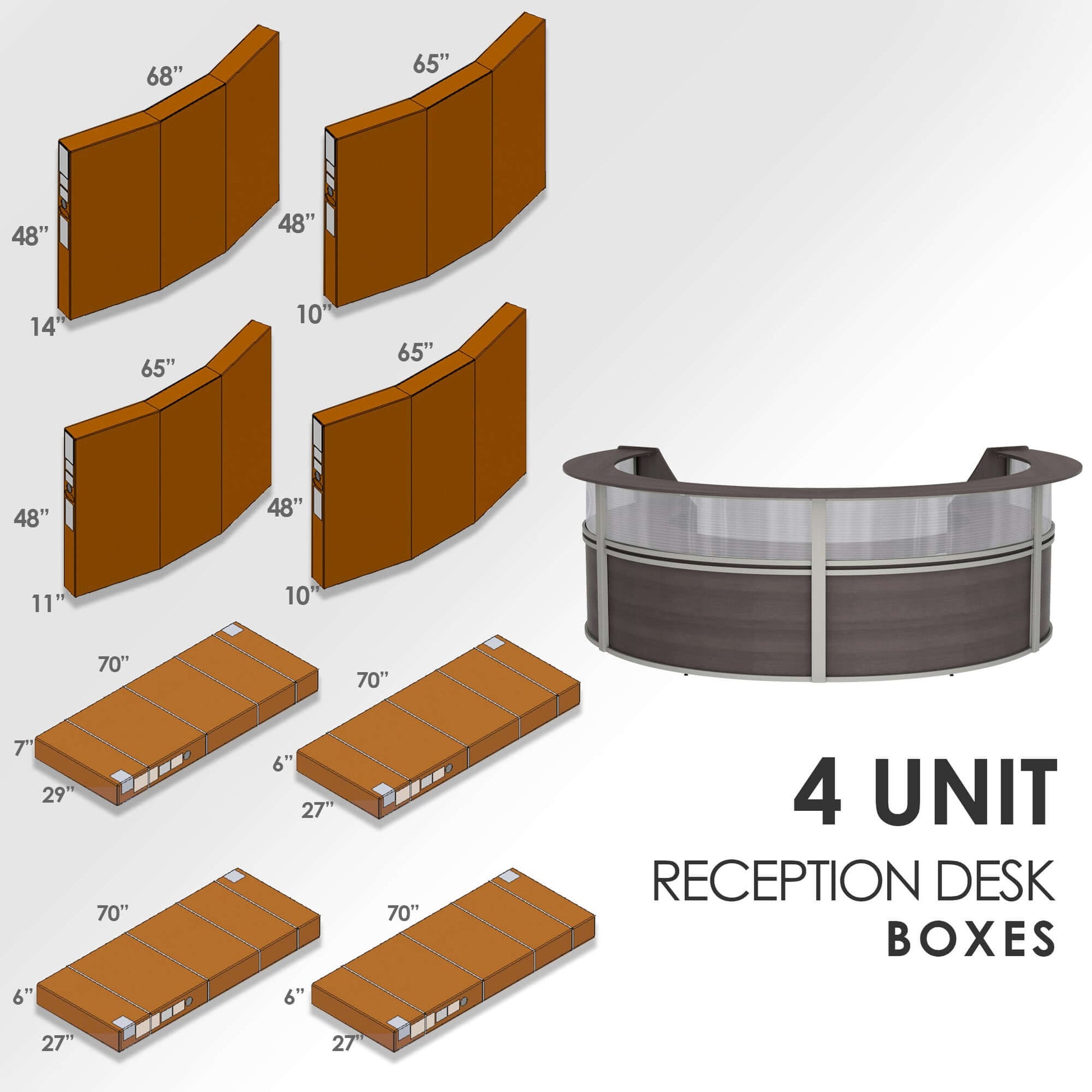 Linea Italia Curved Reception Desk with Polycarbonate 4 Units