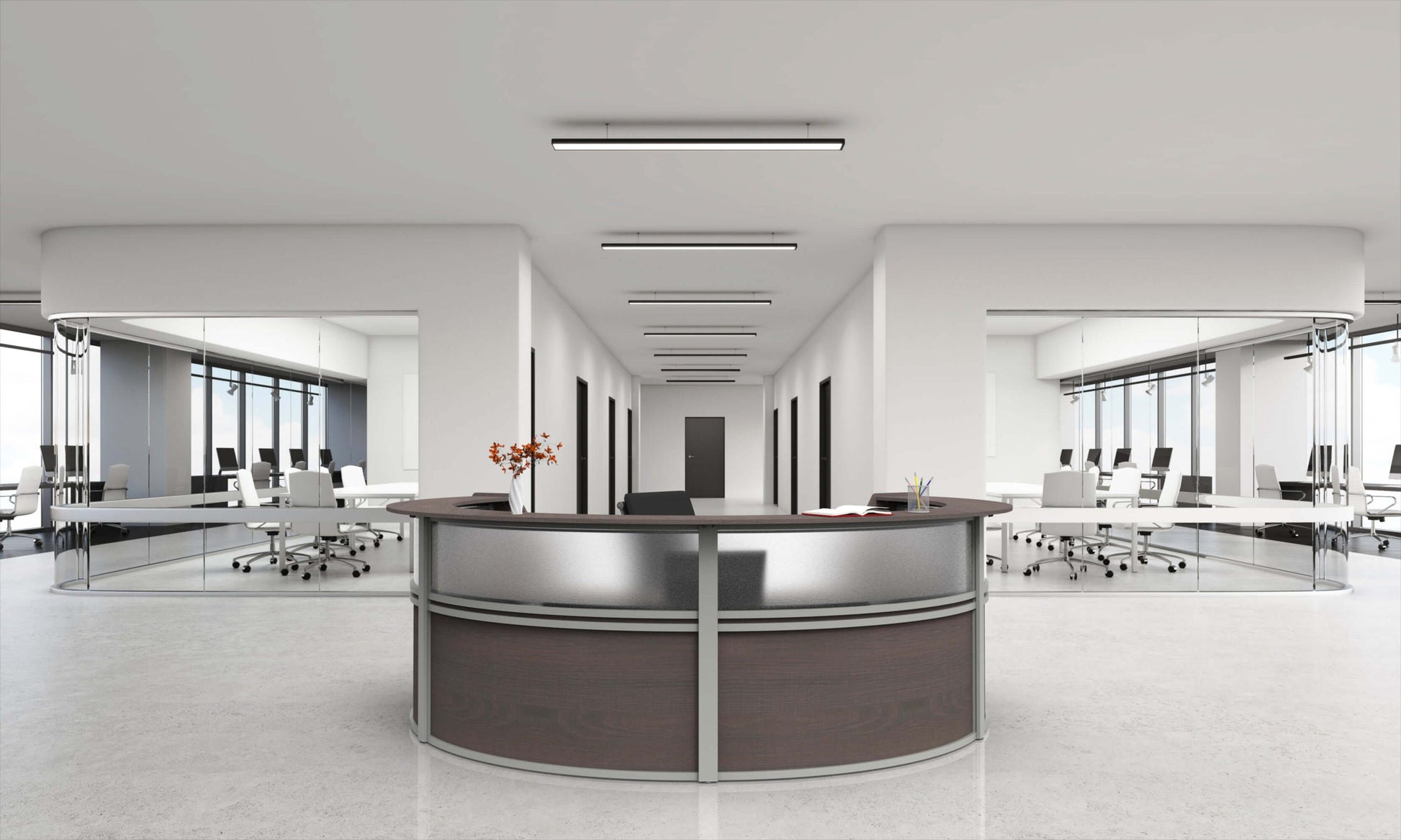 Linea Italia Curved Reception Desk with Polycarbonate 4 Units