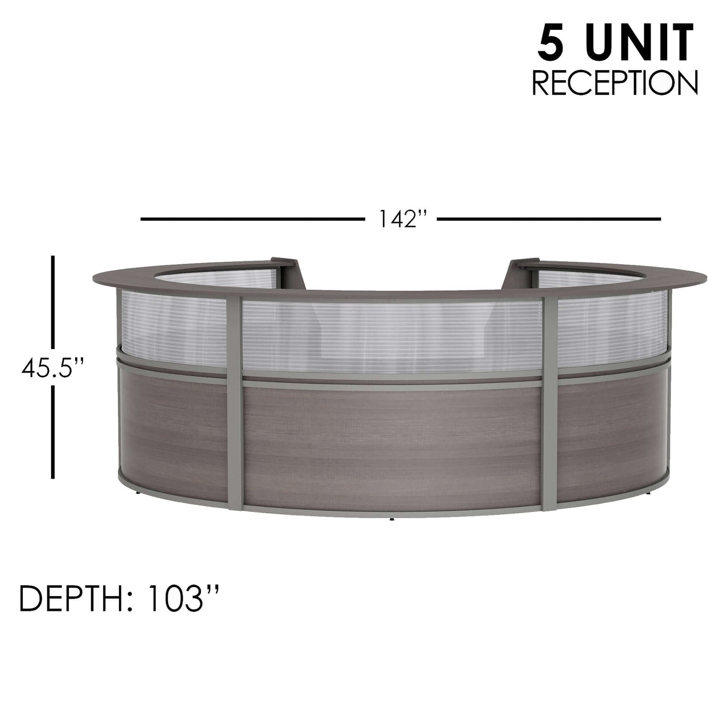 Linea Italia Curved Reception Desk with Polycarbonate 5 Units