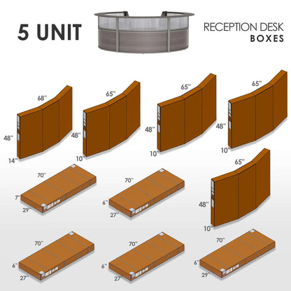 Linea Italia Curved Reception Desk with Polycarbonate 5 Units