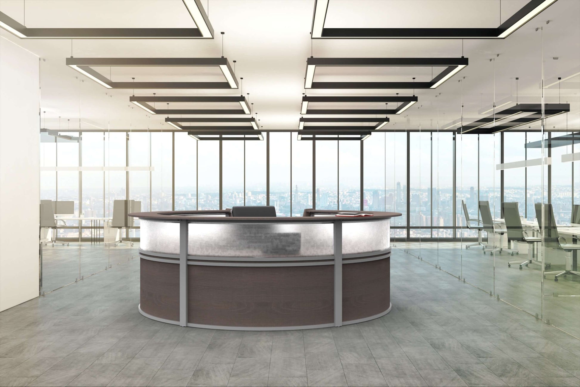 Linea Italia Curved Reception Desk with Polycarbonate 5 Units