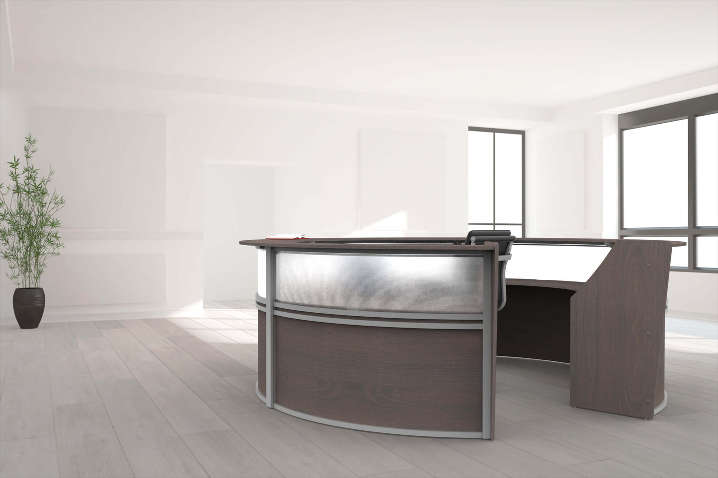 Linea Italia Curved Reception Desk with Polycarbonate 5 Units