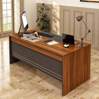 Casa Mare ARYA 71″ Modern Home & Office Furniture Desk Rustic Brown & Black