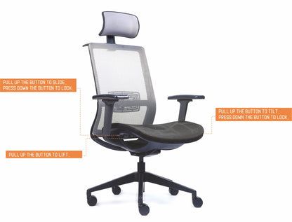 Boss Mesh Chair, “The Breeze” w/ Headrest