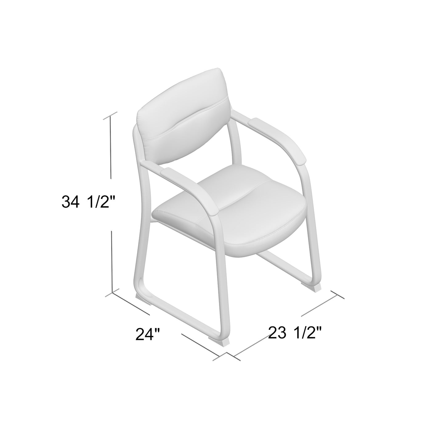 Boss Leather Sled Base Side Chair W/ Arms