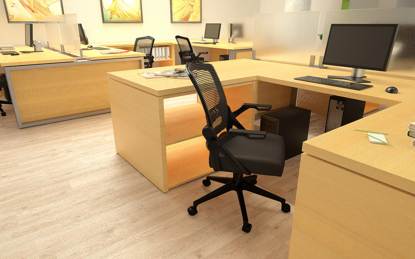 Boss Black Flip Arm Mesh Task Chair