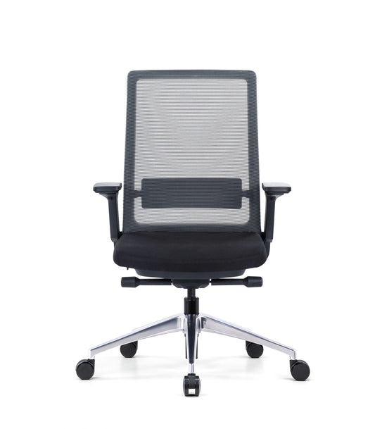 Gravity Seating Ergonomic Task Chair with Lumbar Support, 4 Stage Mechanism, 4D Arms, and Aluminum Base